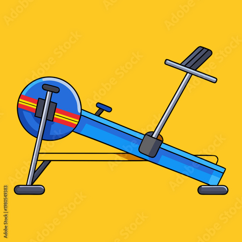 Bright blue exercise machine for cardio workout and fitness training illustration