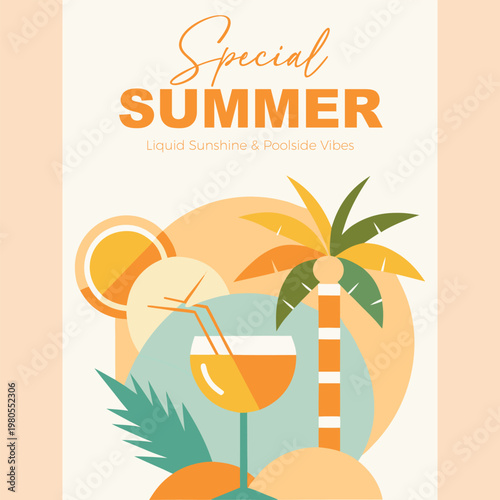 A colorful poster for a summer drink special