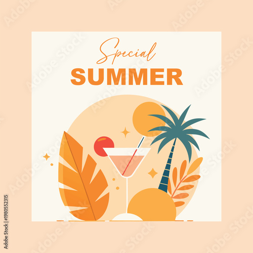 A colorful illustration for a summer drink special