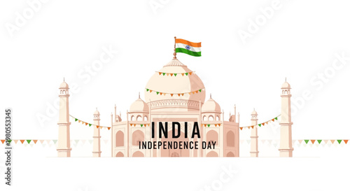 Taj Mahal Illustration for India Independence Day Celebration.