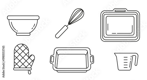 Collection of outline icons for data storage, cloud computing, server management, capacity, and secure information handling in digital technology concepts
