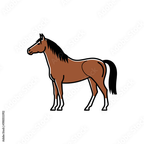 Brown Horse Standing Profile
