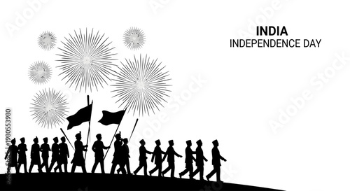 Silhouette of Indian soldiers marching during Independence Day celebration.