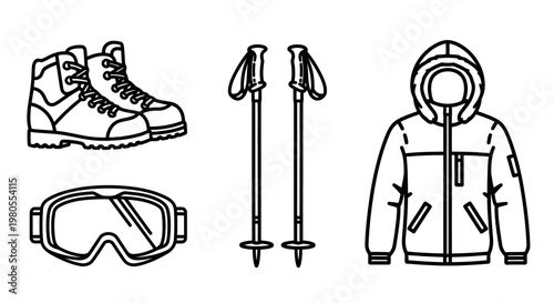 Collection of outline icons for data storage, cloud computing, server management, capacity, and secure information handling in digital technology concepts