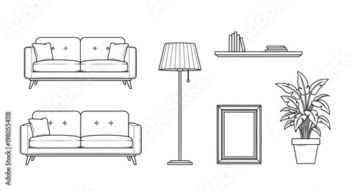 Collection of outline icons for data storage, cloud computing, server management, capacity, and secure information handling in digital technology concepts