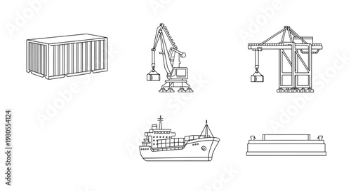 Collection of outline icons for data storage, cloud computing, server management, capacity, and secure information handling in digital technology concepts
