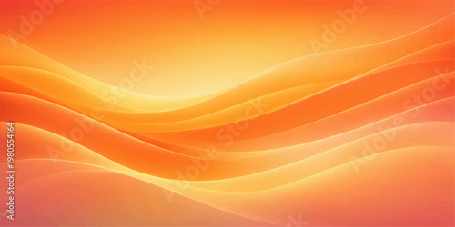 Abstract orange background with bright energy waves and flowing yellow vector curves creates a dynamic motion texture for a modern art wallpaper design