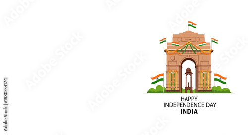 India Gate monument illustration for Independence Day celebration.