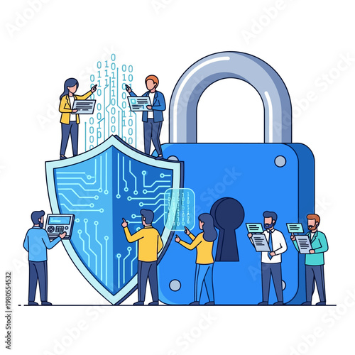 Tech Experts Managing Cyber Security Shield