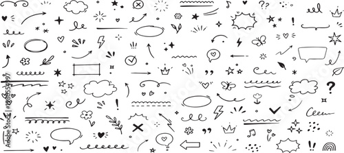 Chaotic doodle pattern a dense collection of hand drawn abstract shapes and lines