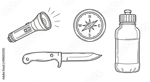 Collection of outline icons for data storage, cloud computing, server management, capacity, and secure information handling in digital technology concepts