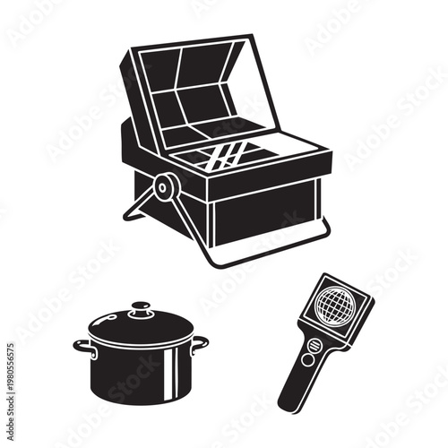 Dock gear icons with wooden piling shackle and buoy set