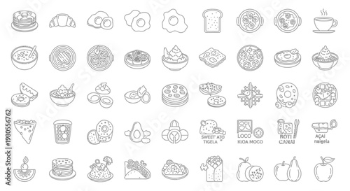 Food icons for restaurant menu design.