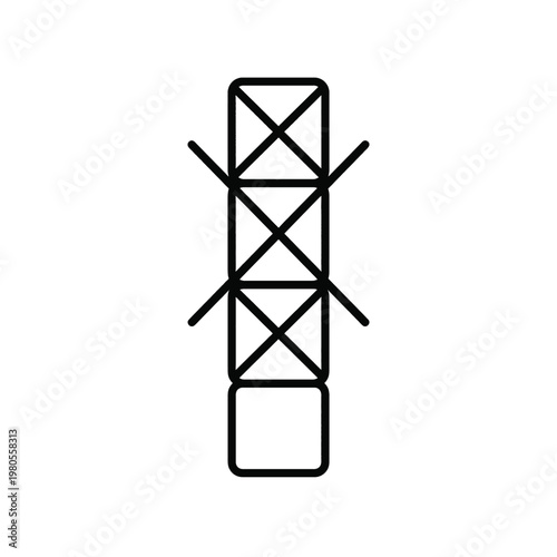 Icon of a vertical truss tower structure with diagonal bracing
