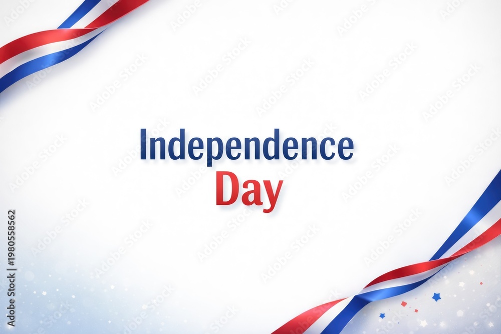 Obraz premium Independence Day Background Minimal Patriotic Ribbon USA 4th of July Design
