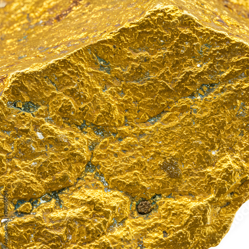 Close up of textured golden rock formation on transparent background