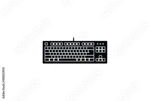 A black keyboard depicted in a flat minimalist style offering a modern silhouette