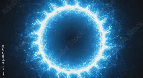 Electric blue light forms a glowing circle with dynamic energy patterns