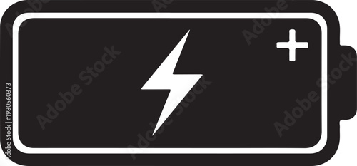battery charging plus icon flat design energy power symbol electricity concept technology vector illustration isolated minimal graphic element modern style