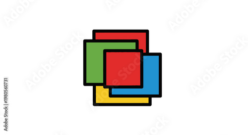 Colorful geometric shapes stacked together.