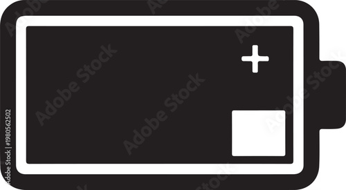 battery charging icon plus symbol energy power electricity indicator technology vector illustration isolated minimal ui design element graphic concept symbol