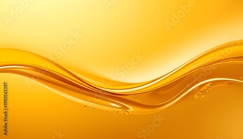 A vibrant golden liquid wave flows smoothly across a bright yellow background