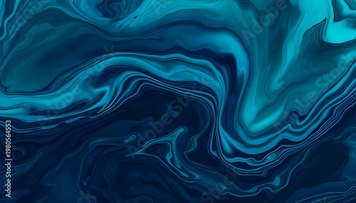 A vibrant abstract art piece featuring swirling blue and teal colors in a mesmerizing pattern.