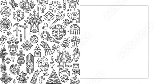 Inca civilization elements background with frame for text.