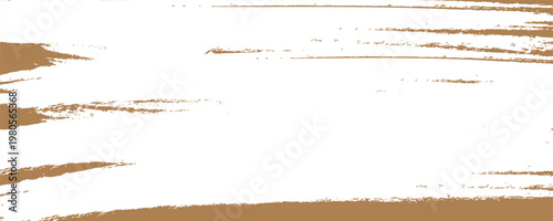 Broad white paint brush stroke with textured edges centered on a warm tan background providing space for custom text or design.