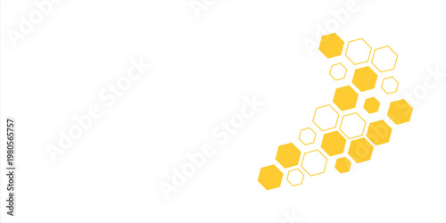 Honeycomb abstract yellow and orange hexagon pattern vector artwork. Yellow honeycomb border background. Abstract background with honeycomb shapes.