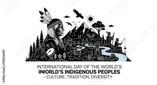 Indigenous Peoples Culture and Tradition Illustration for International Day.