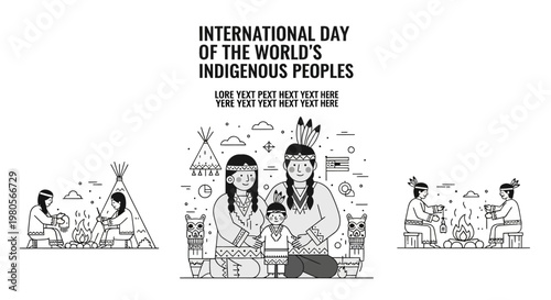 International Day of the Worlds Indigenous Peoples Illustration.