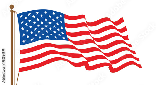An illustration depicting the american flag waving gently in the breeze