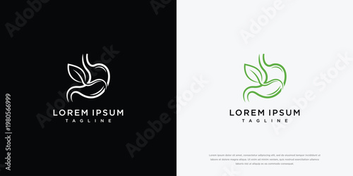 Stomach and Leaf Outline Logo for Natural Health and Digestive Care