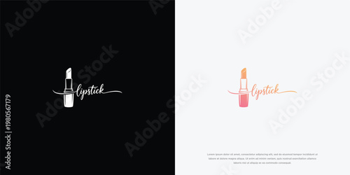Elegant Lipstick Beauty Logo Design Concept