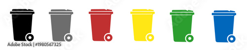 Vector illustration of trash bin icon set