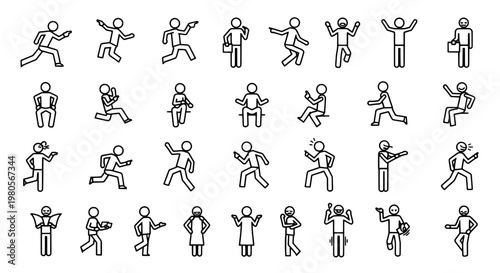 Pictogram combat yoga martial arts poses set showing fighters in defensive stances for training and fitness icons