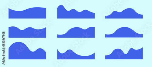 Collection of dividers shape templates. Curve Lines, Wave Collection of Abstract Design Element. Modern separator header for website and app. eps 10