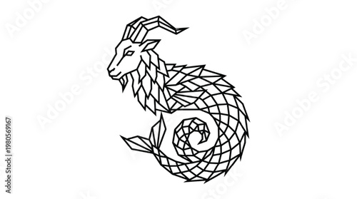Minimalist Geometric Capricorn Zodiac Constellation | Modern Astrology Star Sign Polygon Line Art Isolated Transparent PNG