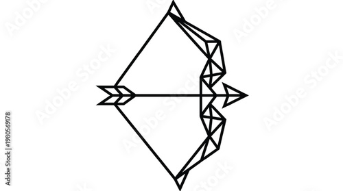 Minimalist Geometric Sagittarius Zodiac Constellation | Modern Astrology Star Sign Polygon Line Art Isolated Transparent PNG