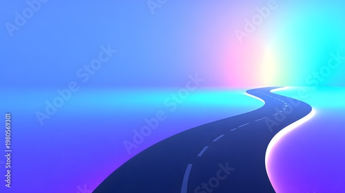 Surreal Black Oil River Through Colorful Landscape at Dusk Twilight