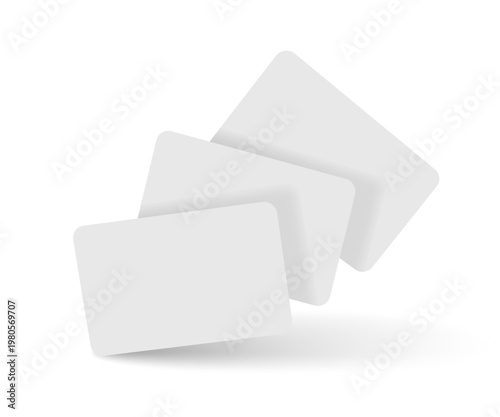 Photography Three flying plastic cards mockup vector illustration