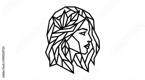 Minimalist Geometric Virgo Zodiac Constellation | Modern Astrology Star Sign Polygon Line Art Isolated Transparent PNG