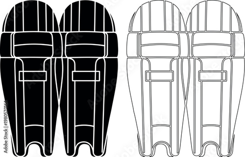 Cricket wicket keeping pads silhouette protective gear for catching and standing up