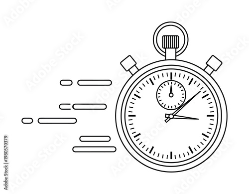 Vector of a classic stopwatch displaying 30 seconds with motion lines indicating speed