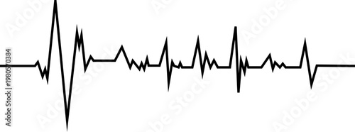 Black line electrocardiogram heartbeat graph on white background medical chart