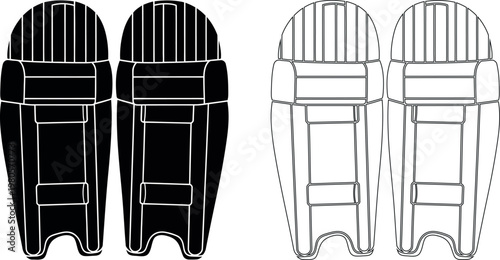 Cricket wicket keeping pads black white silhouette design for sports gear