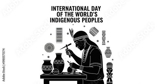 Indigenous Person Crafting Pottery for International Day of the World Indigenous Peoples.
