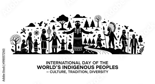 International Day of the World Indigenous Peoples Illustration.