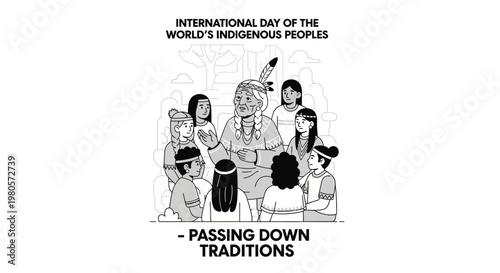 Indigenous elder sharing cultural wisdom with a group of children.